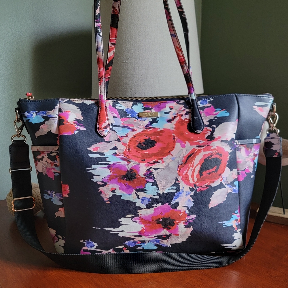 Kate Spade Adaira Laurel Way Floral Coated Canvas Large Tote Crossbody Bag